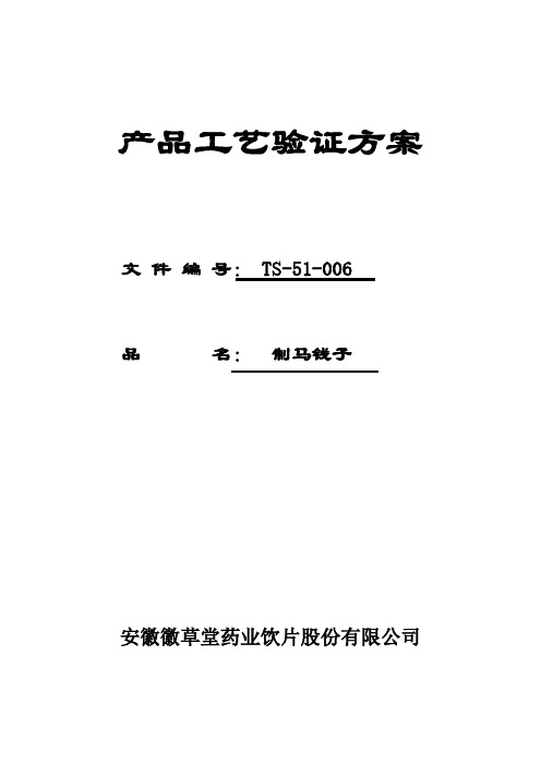 06制马钱子工艺验证方案