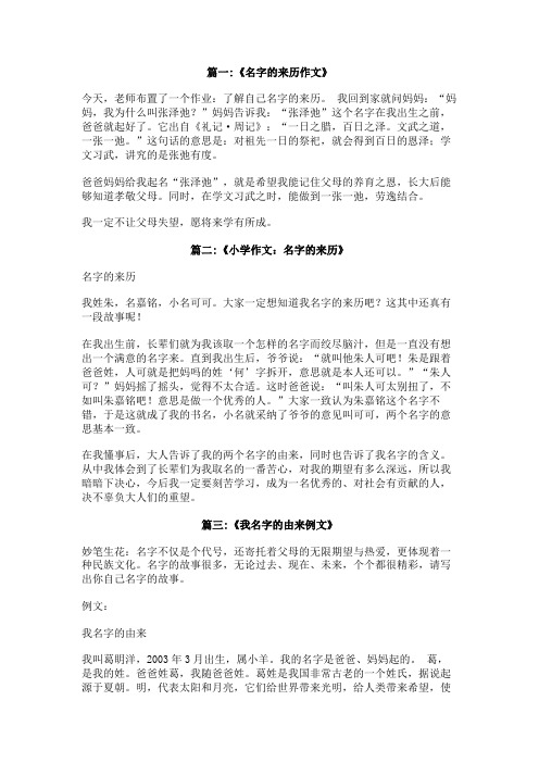 你名字的来历作文