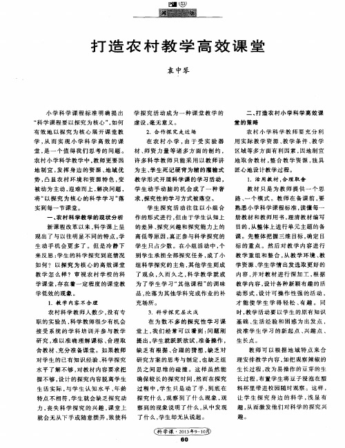 打造农村教学高效课堂