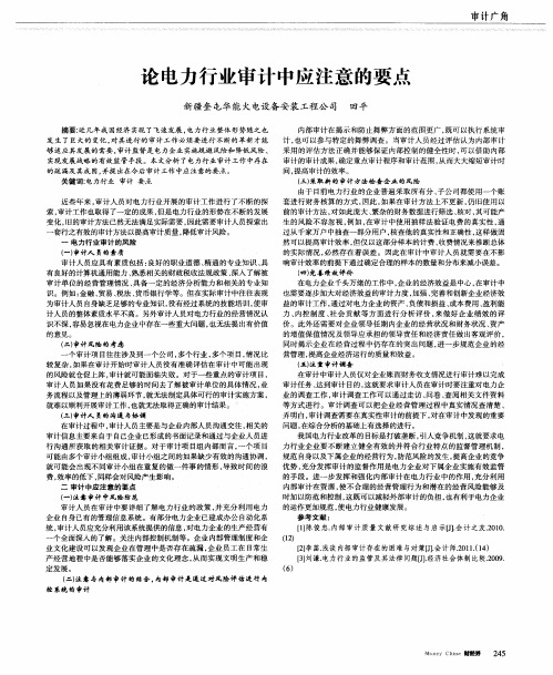 论电力行业审计中应注意的要点