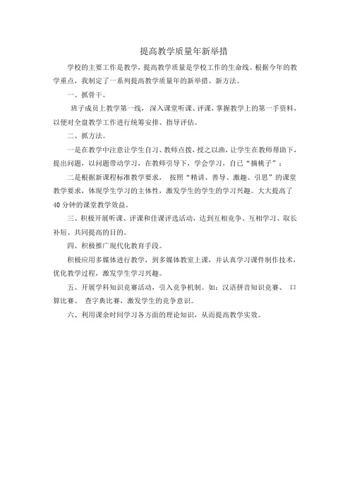 提高教学质量年新举措