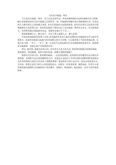 写在汶川地震一周年
