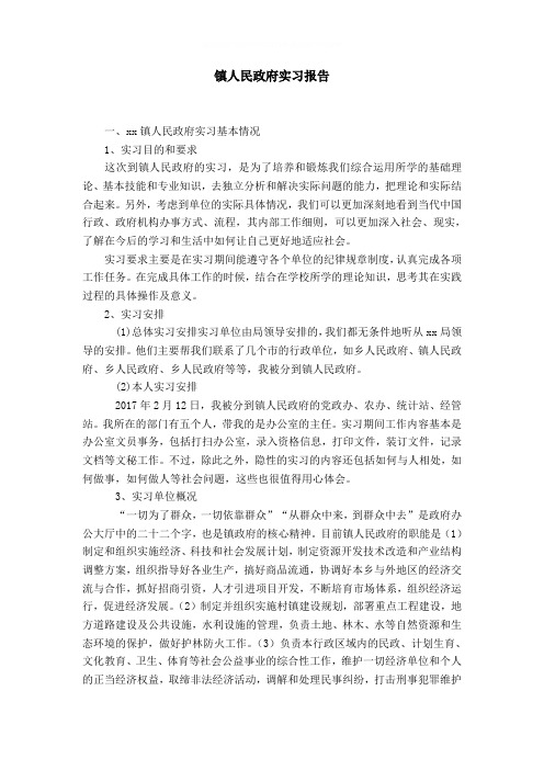 镇人民政府实习报告word精品模板