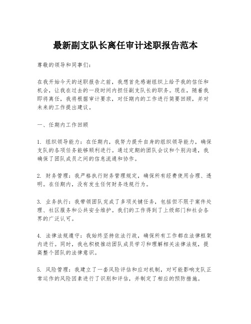 最新副支队长离任审计述职报告范本