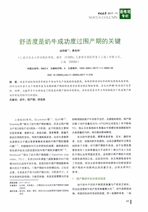 舒适度是奶牛成功度过围产期的关键