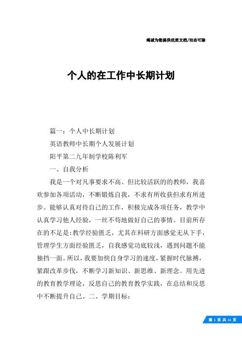 个人的在工作中长期计划