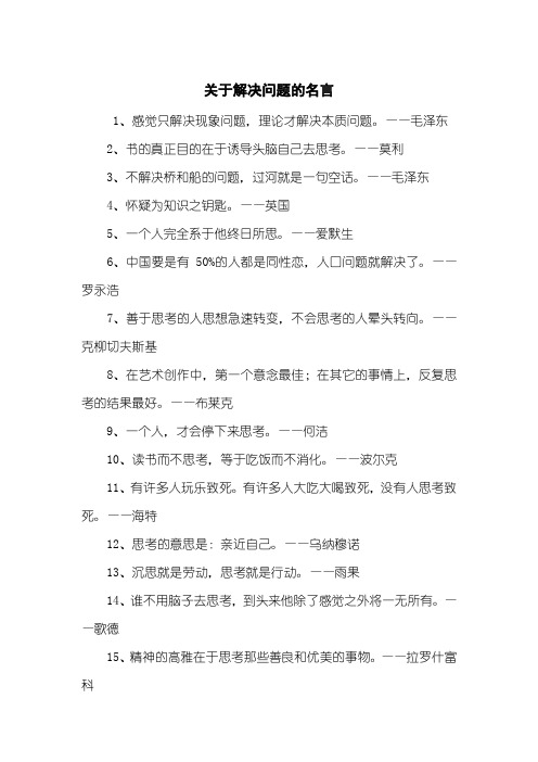 关于解决问题的名言