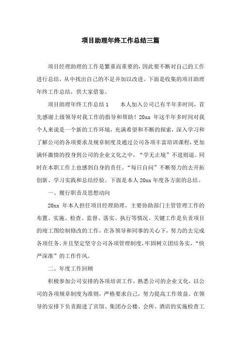 项目助理年终工作总结三篇