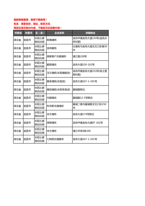 新版湖北省宜昌市长阳土家族自治县壁纸企业公司商家户名录单联系方式地址大全13家