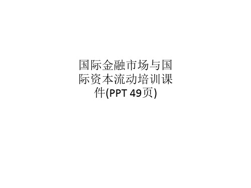 国际金融市场与国际资本流动培训课件