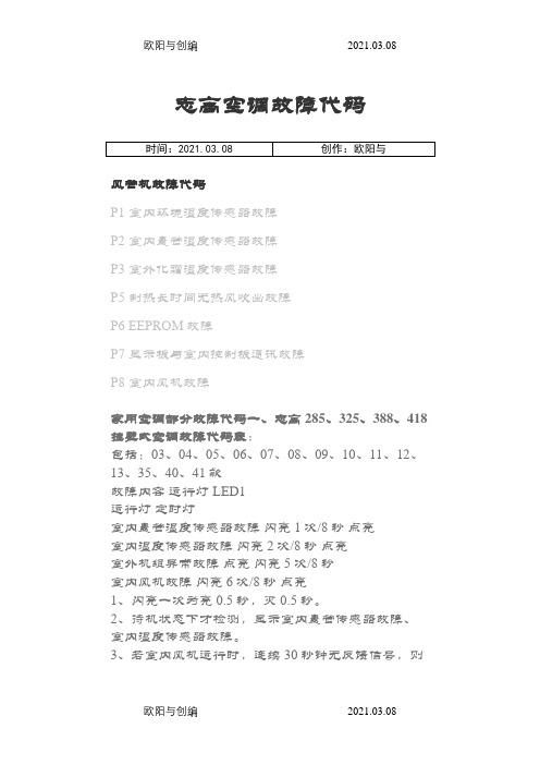 志高空调故障代码之欧阳与创编