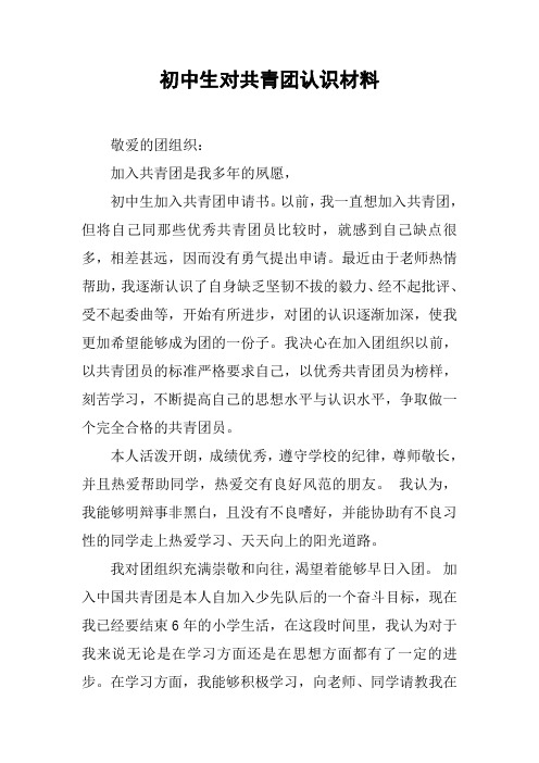 初中生对共青团认识材料