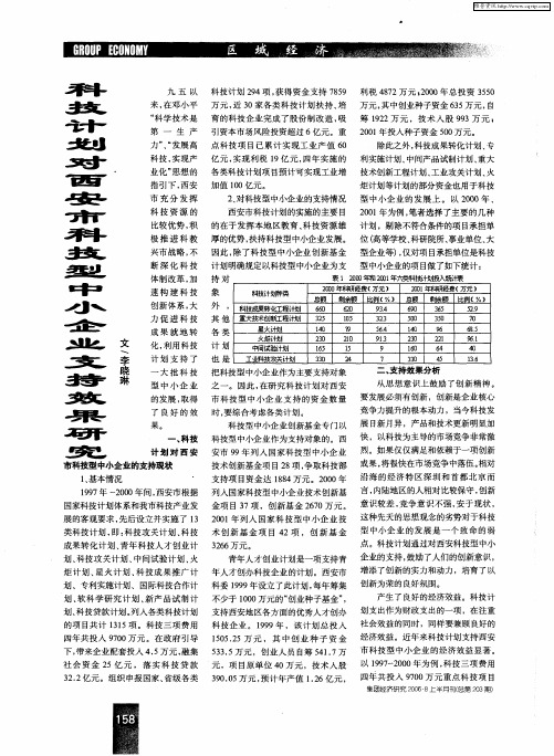 科技计划对西安市科技型中小企业支持效果研究