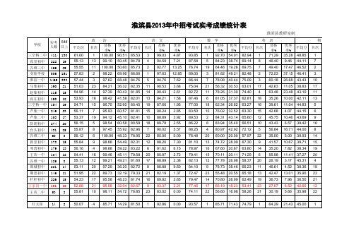 2013年中招成绩