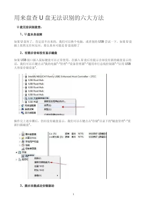 用来盘查U盘无法识别的六大方法？