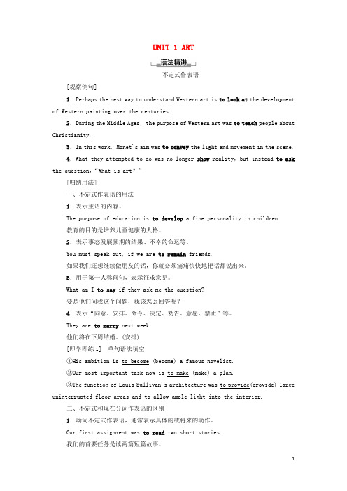 新教材高中英语UNIT1ART突破语法大冲关学案新人教版选择性必修第三册