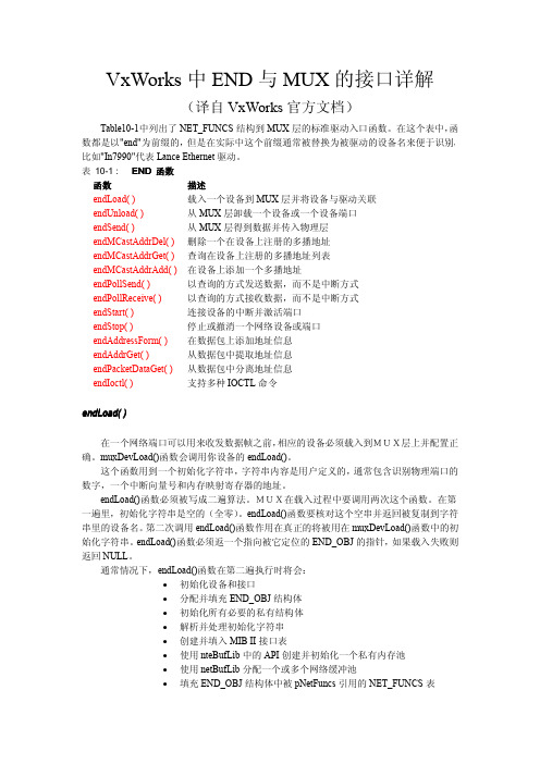 VxWorks中END与MUX接口详解