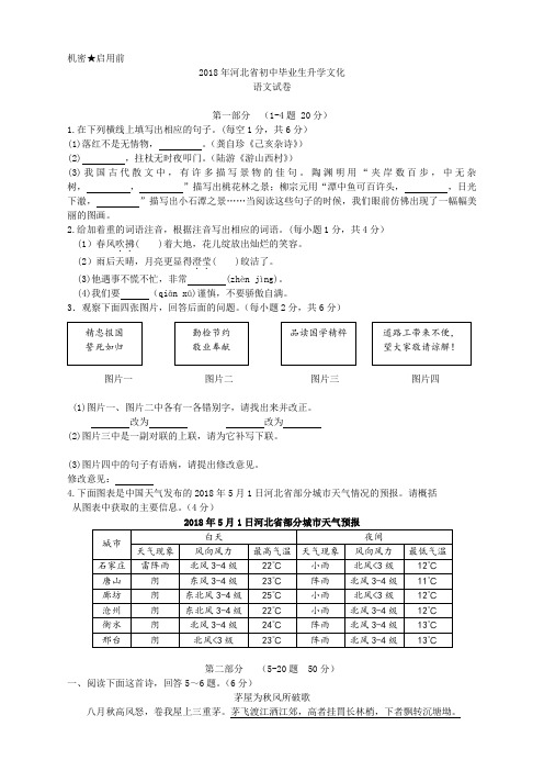 039.河北省2018年中考语文试题(word版,含答案)