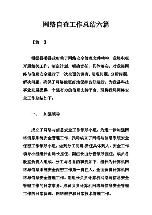 网络自查工作总结六篇