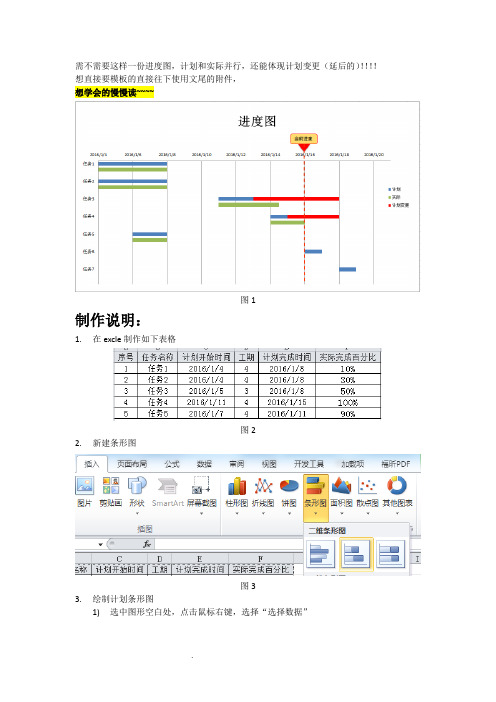 利用excle绘制进度图甘特图计划与实际并行