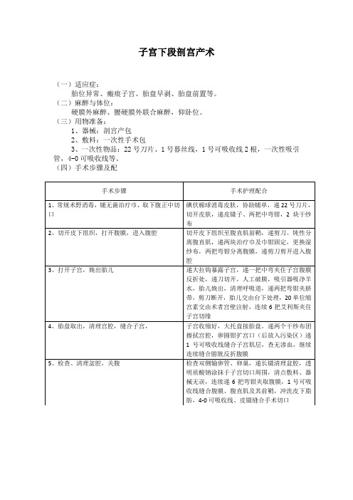 子宫下段剖宫产术术配合步骤