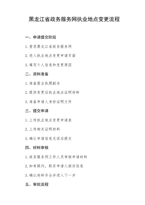 黑龙江省政务服务网执业地点变更流程
