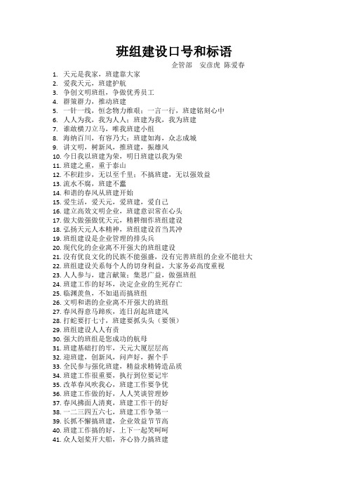 班组建设口号和标语