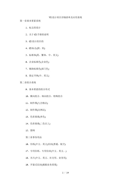 VI设计项目详细清单及应用系统