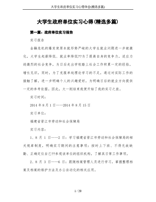 大学生政府单位实习心得体会(精选多篇)