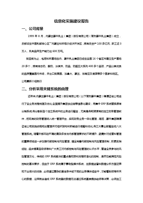 蒙牛BI实施思路