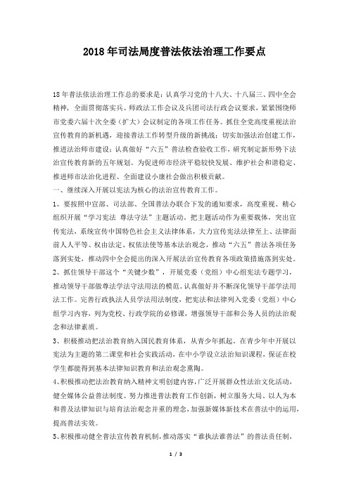 司法局度普法依法治理工作要点