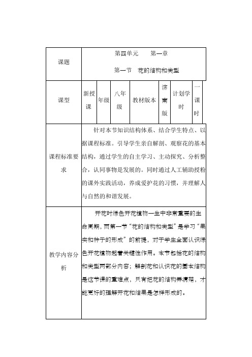 教学设计《花的结构和类型》