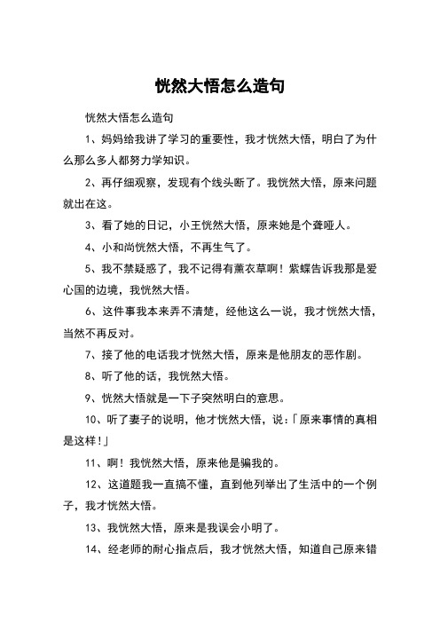 恍然大悟怎么造句