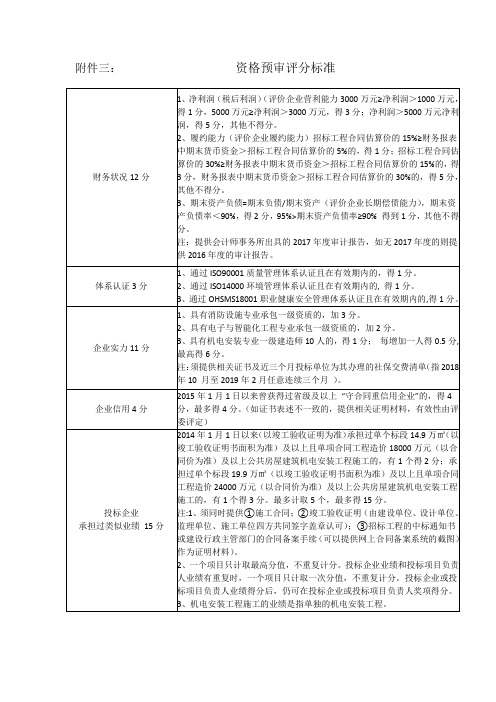 资格预审评分标准