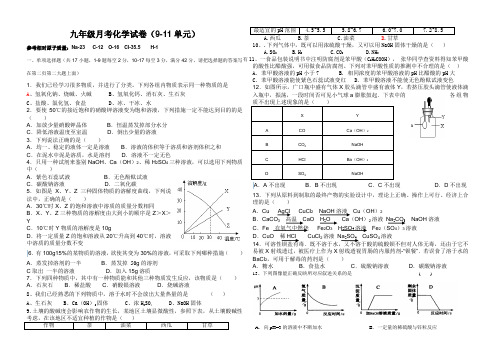 2013九年级化学月考试题(9-11单元)及答案
