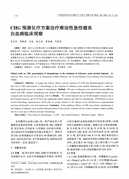 CHG预激化疗方案治疗难治性急性髓系白血病临床观察