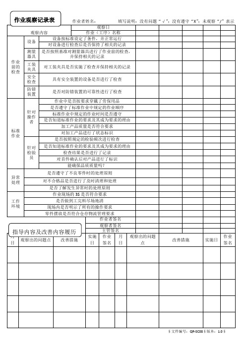 作业观察记录表