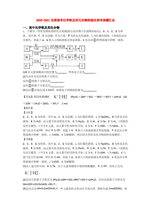 2020-2021全国高考化学铁及其化合物的综合高考真题汇总