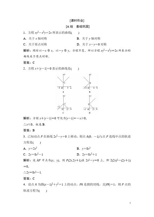 高中数学人教A版选修2-1优化练习：第二章 2.1 曲线与方程 Word版含解析