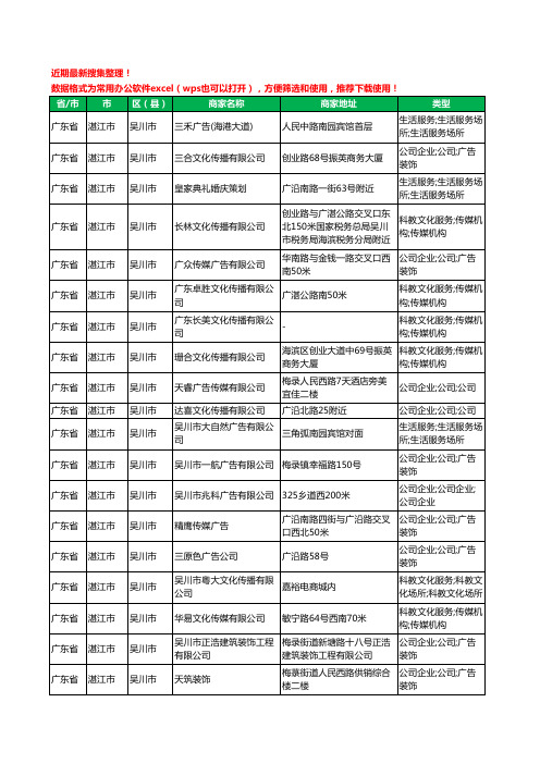 2020新版广东省湛江市吴川市广告有限公司工商企业公司商家名录名单黄页联系方式大全47家