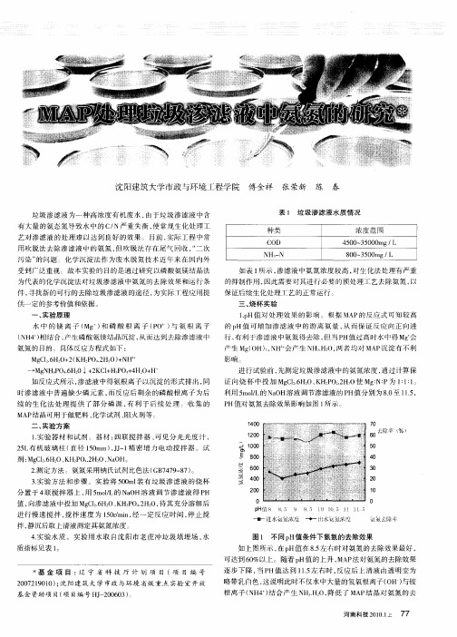 MAP处理垃圾渗滤液中氨氮的研究