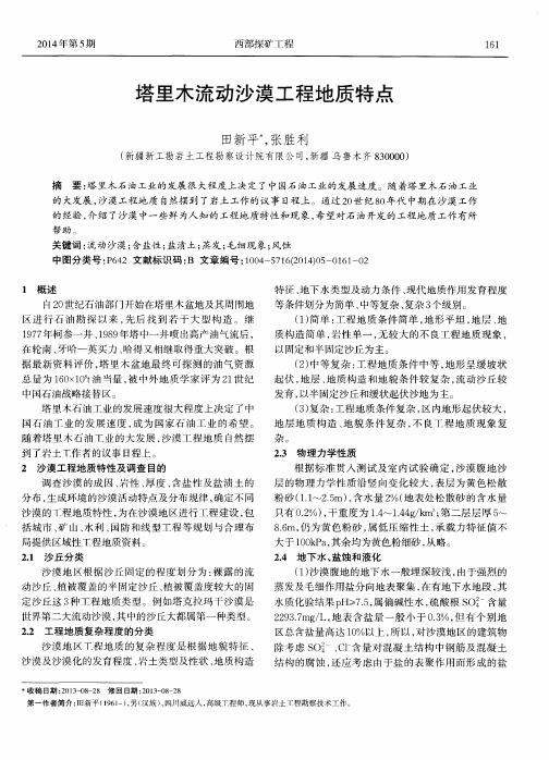 塔里木流动沙漠工程地质特点