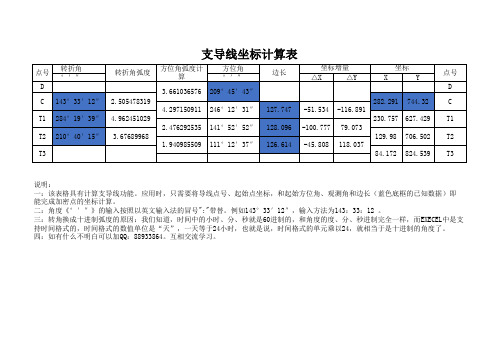 支导线自动计算表格