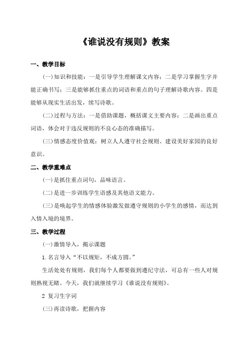 谁说没有规则优秀教案
