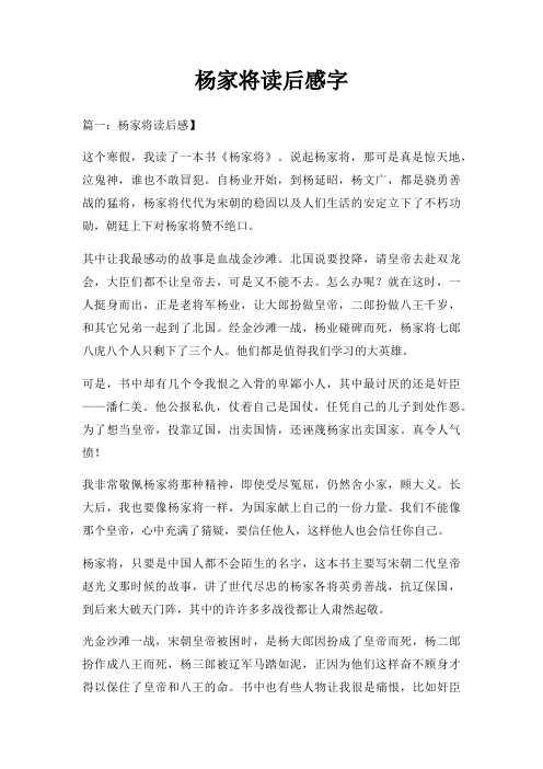 杨家将读后感字
