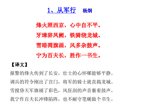 九年级语文下册课后古诗词十首