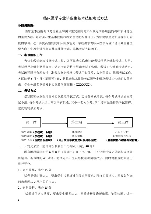 临床医学专业毕业生基本技能考试方法