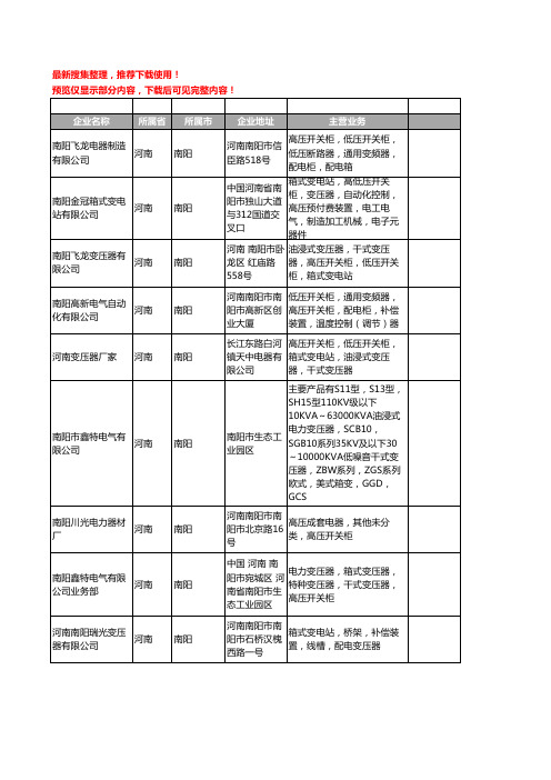 新版河南省南阳高压开关柜工商企业公司商家名录名单联系方式大全12家