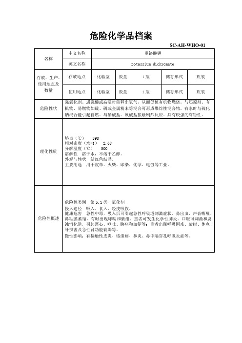 危险化学品档案-重铬酸钾