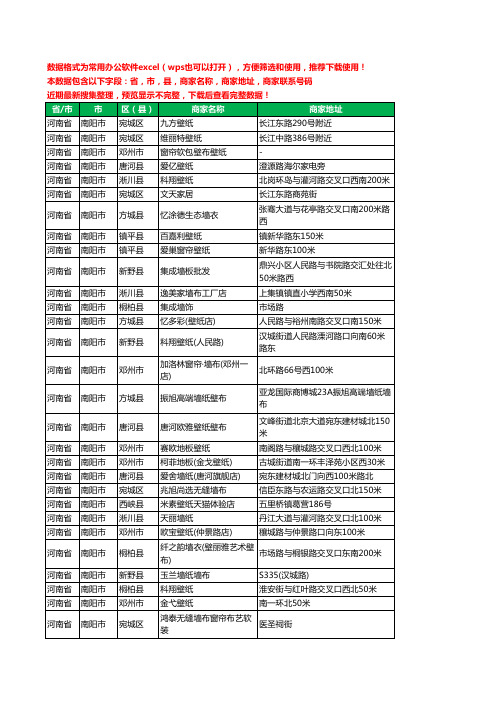 2020新版河南省南阳市墙纸工商企业公司商家名录名单联系电话号码地址大全275家